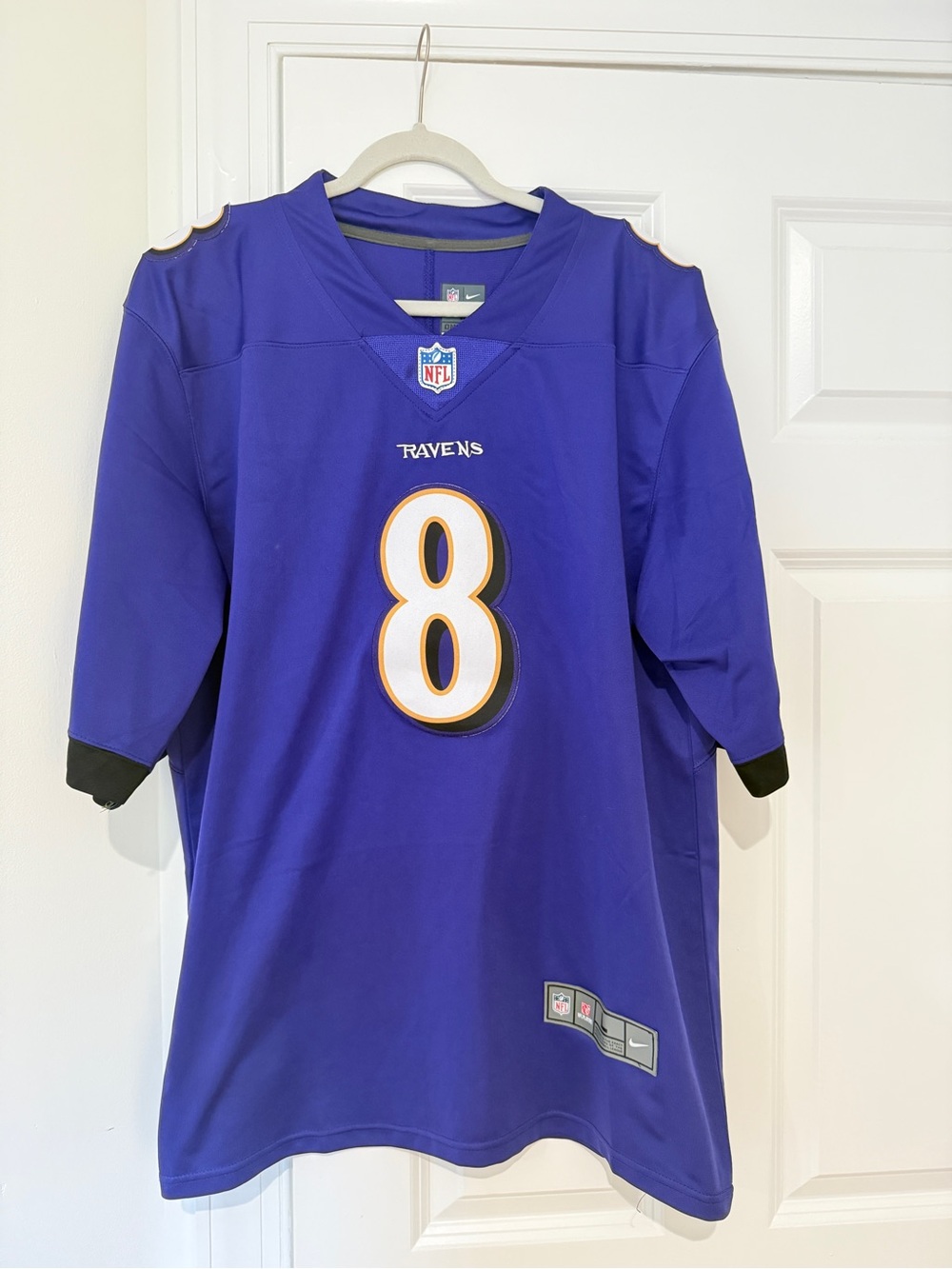 NFL Baltimore Ravens Jersey in Purple with White and Gold #8
